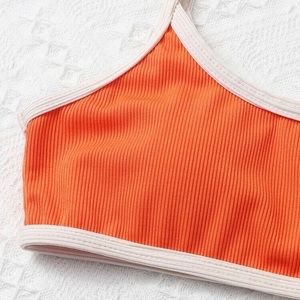 orange ribbed bikini top